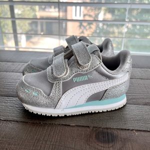 Puma Vista Glitz Toddler Sneaker - Silver White Turquoise